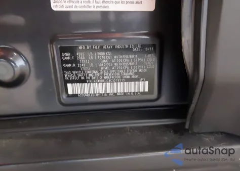 2012 Subaru Outback 2.5I Limited z USA, uszkodzony, nr VIN 4S4BRCJC4C3219213